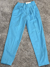 New Vintage Gitano Blue High Waisted Womens Pants Pleated Tapered Retro Size 8