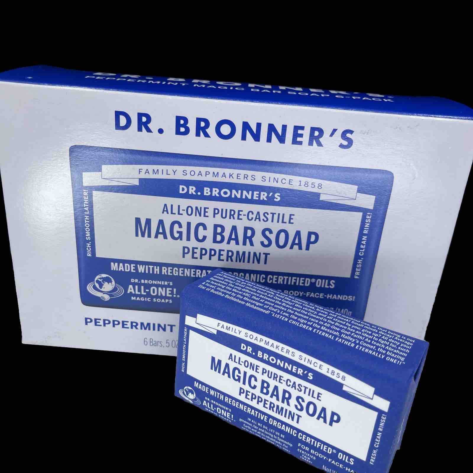 Dr. Bronner's All-One Pure-Castile Peppermint Magic Bar Soap 6-Pack 5 ...
