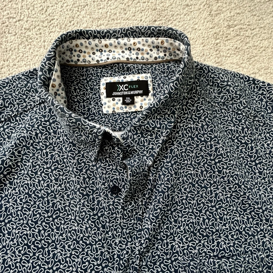 Johnston & Murphy XC Flex Long Sleeve Pullover Blue & White Paisley Mens Sz XXL - Image 2 of 4