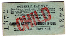 Railway ticket: Southern: Charing Cross to Cannon Street / London Bridge, 1932