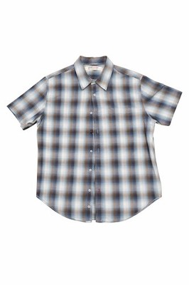 Levis Red Tab Mens Shirt XL Short Sleeve Blue Gray Plaid Classic Fit 100% Cotton