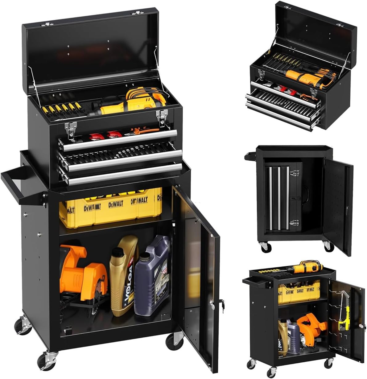 Offerta Carrello Officina 3 Ripiani Metallo - Banco Mobile Porta Attrezzi