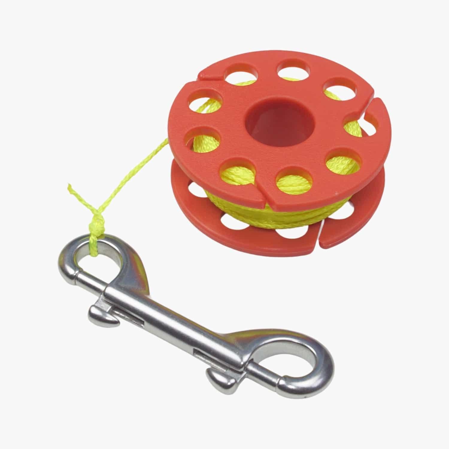 Lomo Compact Dive Finger Reel - 15m / 50' - Red with Yellow Line