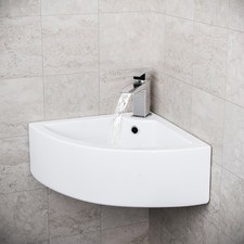 Cloakroom 670 mm Quarter Corner Wall Hung Basin Bathroom Wash Sink | Tulla