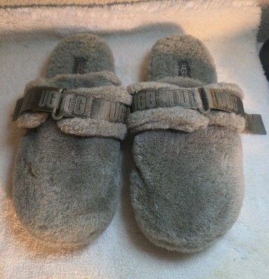UGG Fluff It Slippers Burnt Olive Green Shearling Slide 1118150 Mens Size 9