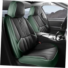Front Seat Covers, Car Seat Covers Front Seats, Leather FRONT PAIR GREEN BLACK