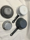 Antique Vintage Enamelware Graniteware Splatterware Cookware Pans Bowls — photo 2