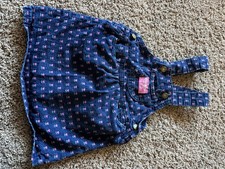 Vintage Oshkosh Denim Dress Vestbak Overall Pink Floral Print Size 3T