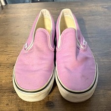 VANS Classic Slip-On Pink Canvas Low Top Slip-On Sneakers Solid Rubber Sole
