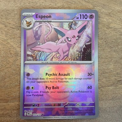 Pokemon TCG Prismatic Evolutions Espeon Masterball Reverse Foil No. 33/131