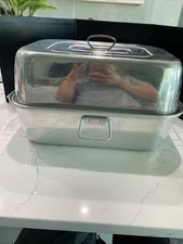 VTG MIRRO Aluminum Large Covered Roaster Roasting Pan #5364M Not Rack Turkey USA