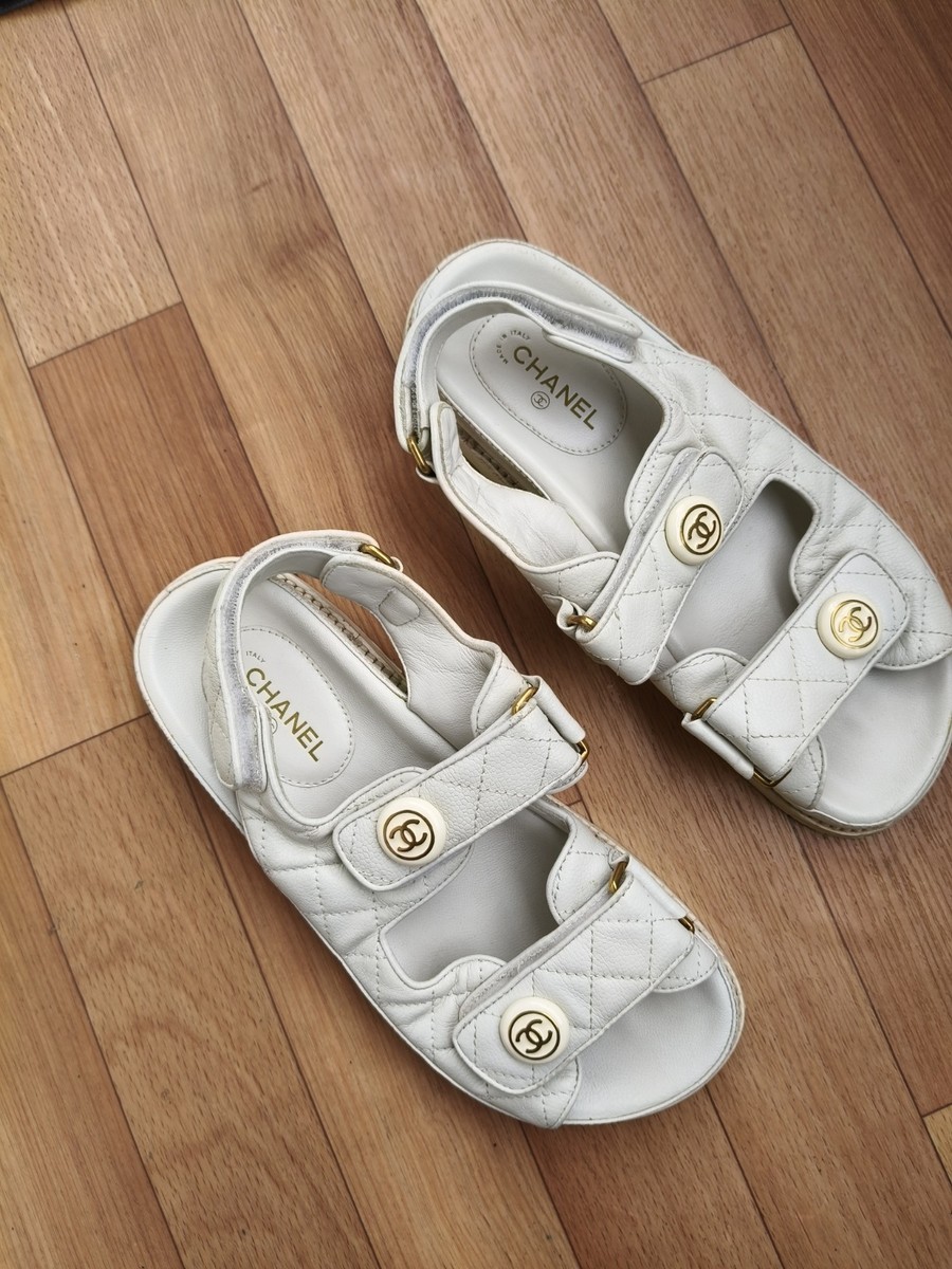 CHANEL WHITE DAD SANDAL SIZE EU 38 , 8 US , 5 UK | eBay