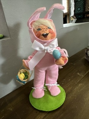 Annalee Easter Bunny - Pajama Egg Hunt 9  New with Basket Holding Blue Egg 2020