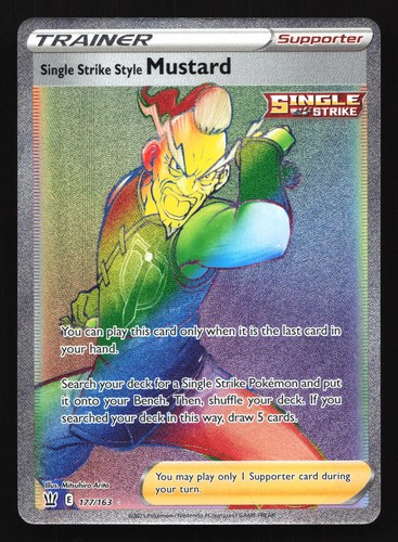 Single Strike Style Mustard 177/163 Battle Styles Secret Rare Holo Pokemon Card