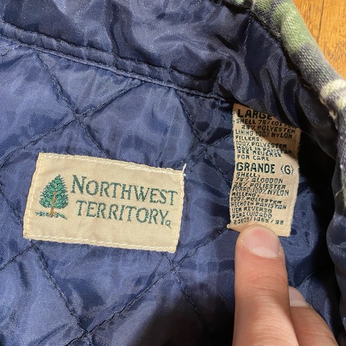 Vintage Thrashed Flannel Large Green Faded Grunge Northwest Territory Insulated - Picture 4 of 10