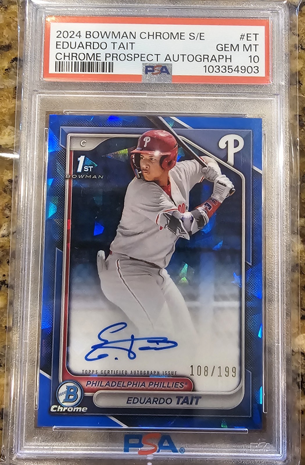 Eduardo Tait 2024 1st Bowman Chrome Sapphire Auto /199 PSA 10- Minnesota Twins