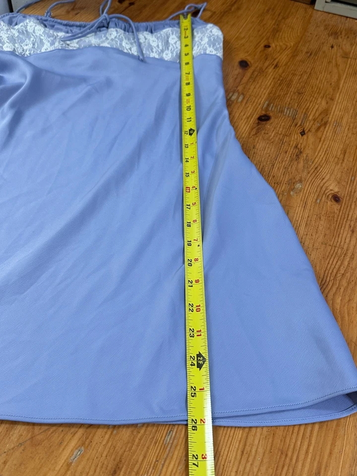 Urban Outfitters Flirty Baby Blue Satin Lace Slip Dress Coquette Size M - Image 3 of 4