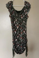 ROMWE Mini Ruched Babydoll  Mushroom Dress Whimsy Forest Fairy Size M Grunge Y2K