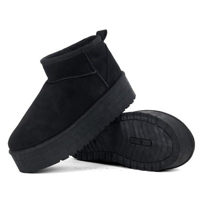 Damen Frauen Stiefeletten Winter Schnee Stiefel Warm Fellfutter Schwarz Plateau Stiefel Schuhe
