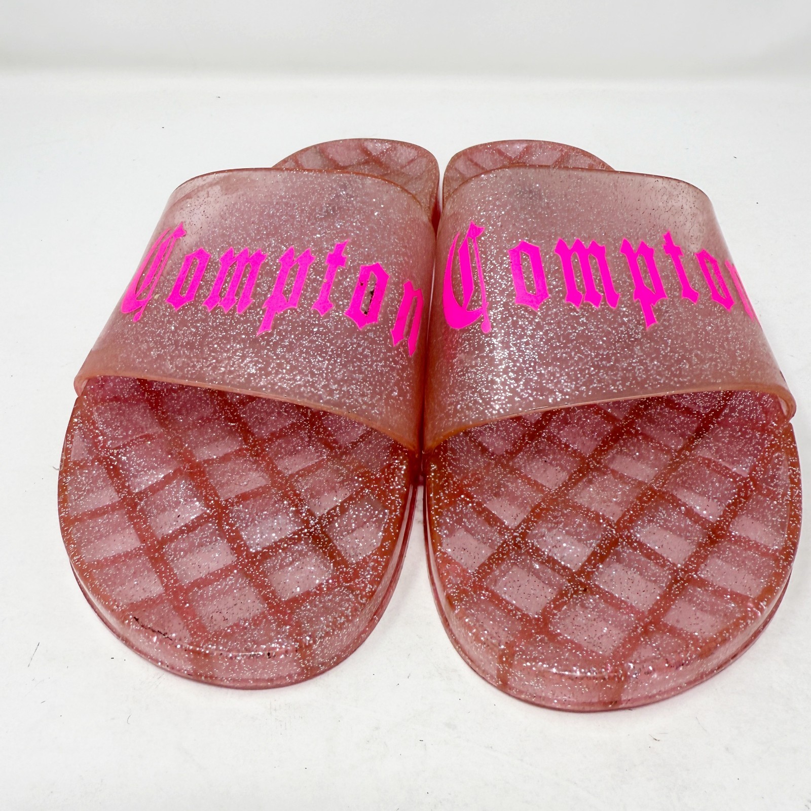 Roxoni Pink 'Compton' Jelly Slides Sandals Women Size 9 Glitter Pool Beach