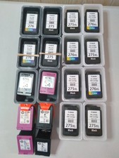 18 empty ink cartridges Canon and HP 16 virgin and 2 reman (see list below)