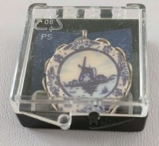 Vintage Delft Mini Plate On Sterling Silver Pendant Boxed