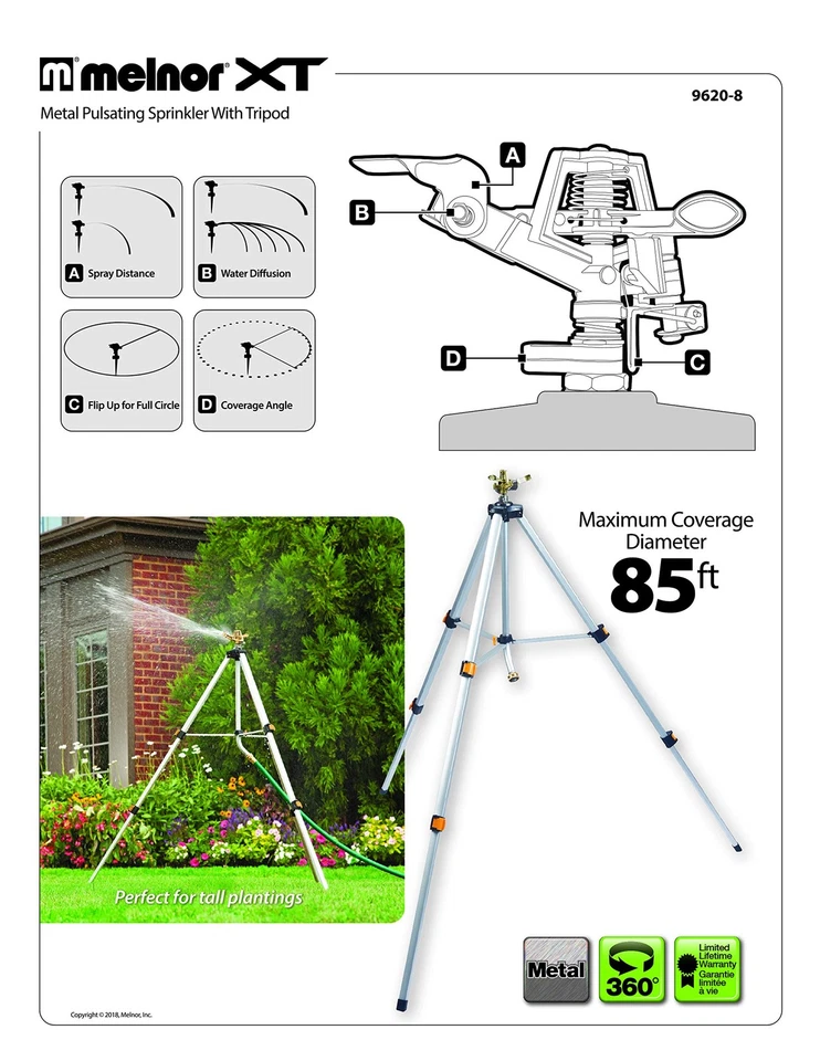 Металлический пульсирующий спринклер Melnor 65162AMZ с комплектом QuickConnect комплект Amazon... - Изображение 3 из 4