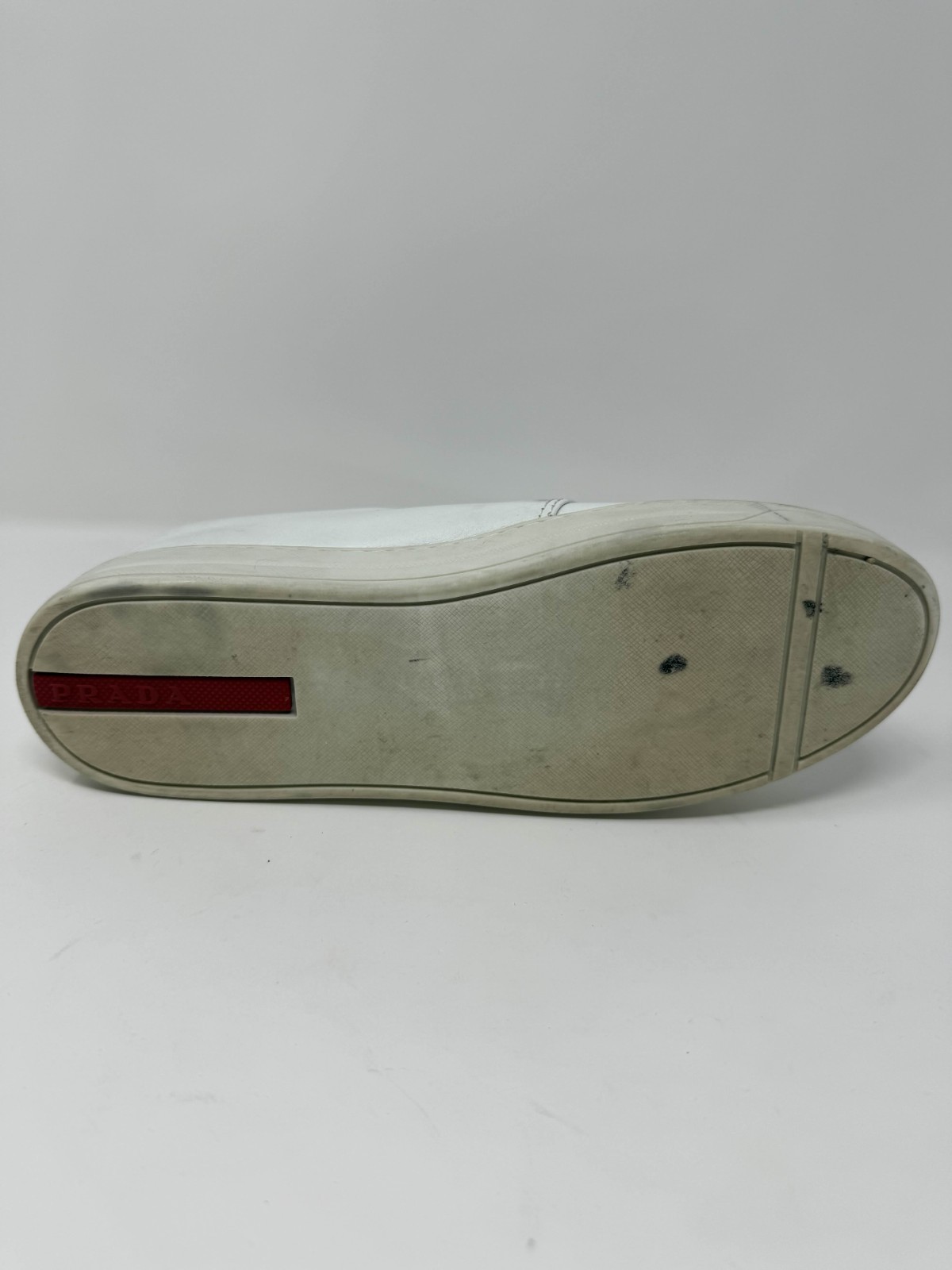 PRADA ICONIC WHITE SILVER LOGO SKATE SLIP ON SNEAKERS EU 38 thumbnail 9