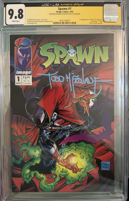 Spawn #1 5/92 Todd McFarlane Auto 9.8 CGC JSA Comic Signed in Blue White Pages