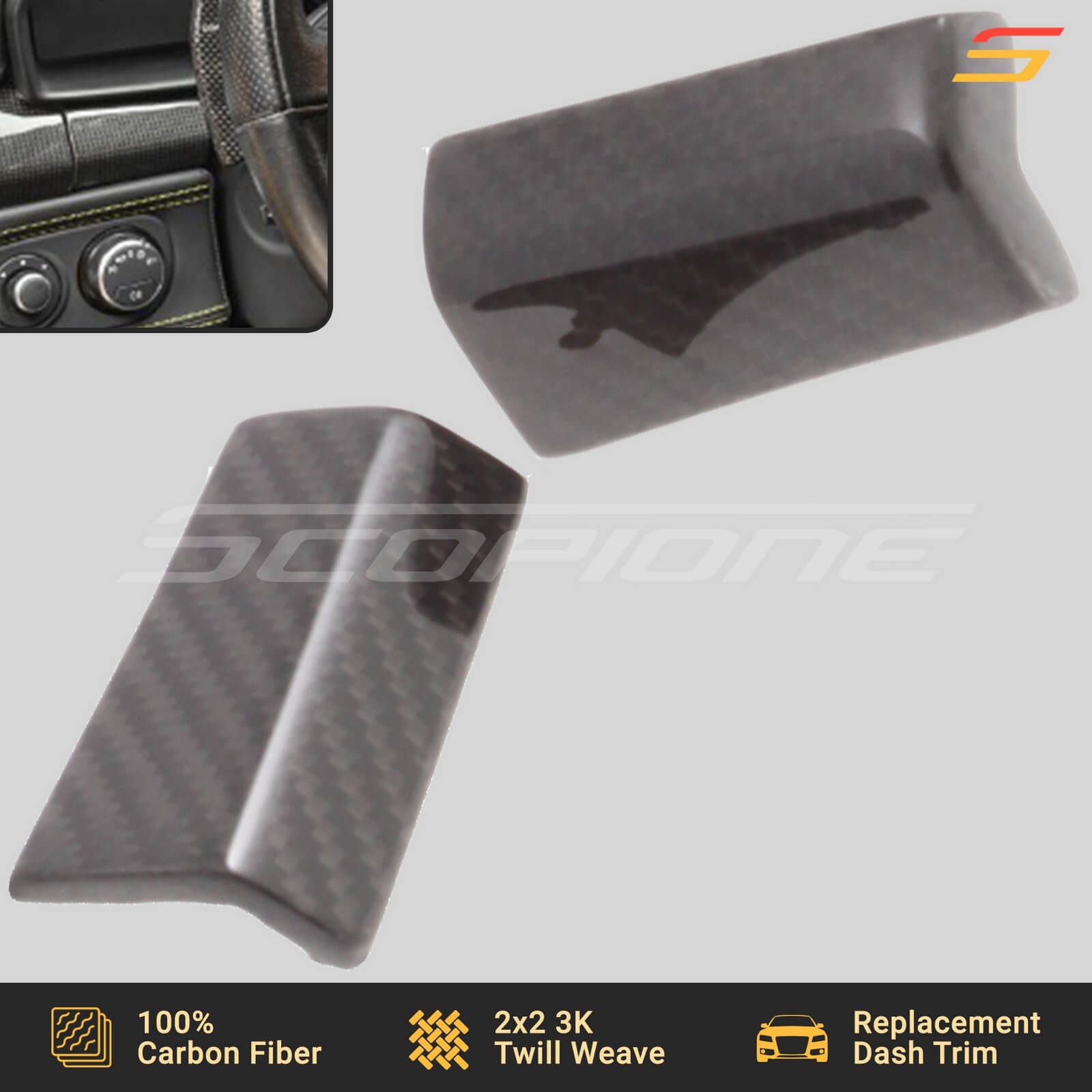 Scopione Carbon Fiber Dashboard AC Vents Trim Caps for Ferrari 458 Italia Spider