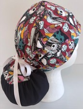 Nightmare Before Christmas Medical Ponytail Pouch Surgery Scrub Cap Chef Hat