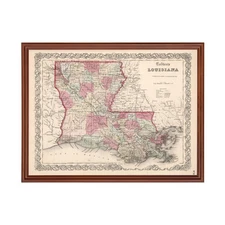 Old Map of Louisiana 1861 - Vintage Louisiana Art