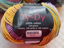 Knit One Crochet Too Ty-Dy 100% Cotton 100g 196yds Color 376 Dye Lot 4 Striping