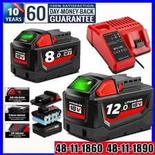 Battery For Milwaukee for M18 18V 12.0AH Extended Lithium 48-11-1880 or Charger