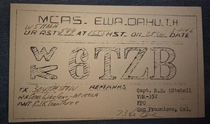 1946 QSL ARRL Bureau L W May MCAS Oahu T.H Pre Statehood / Marine Corps Ewa