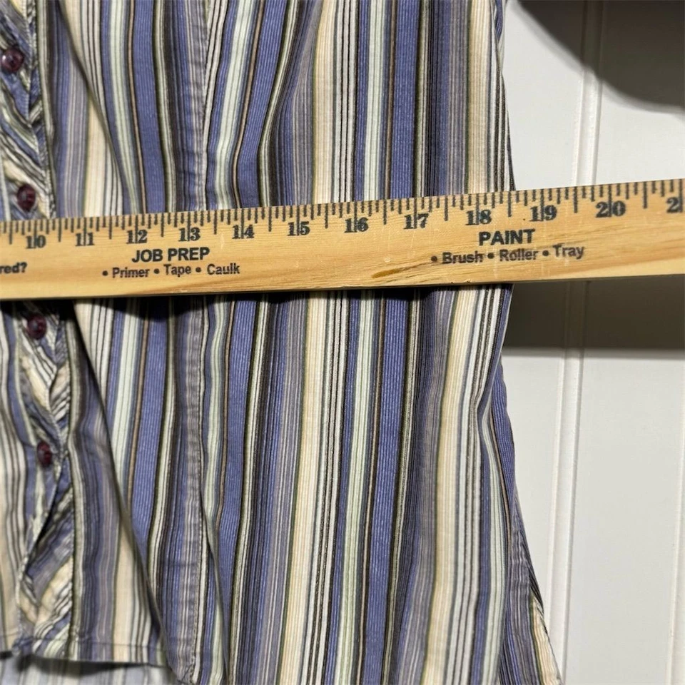 Camisa para mujer Moda Bug Vintage Multicolor Rayas Abotonada L 100 % Algodón Foto 4 de 4