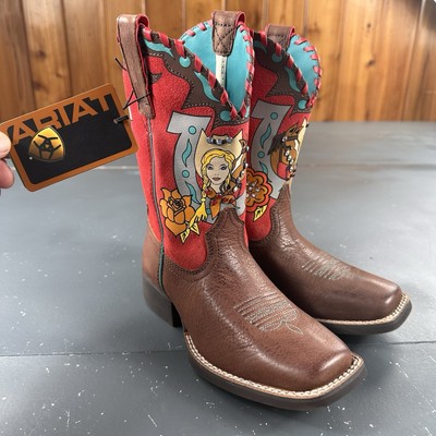 Ariat Boots Youth Girls Size 13.5 Brown Pink Mustang Molly Top NWOB Toddler
