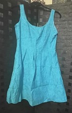 Nine West Size 6 Fit & Flare Blue ShimmerTextured Striped Dress with pockets!