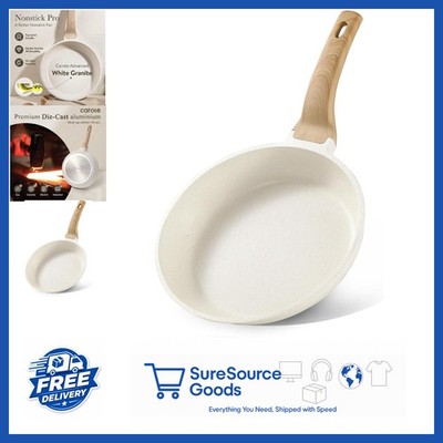 8'' Non Toxic Frying Pan Skillet Cream White Non Stick Egg Pan with Handle