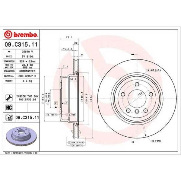 Brembo 2X Bremsscheibe Hinten Ø324 Mm InnenbelüFtet FüR BMW 1Er Coupe E82 135I-image