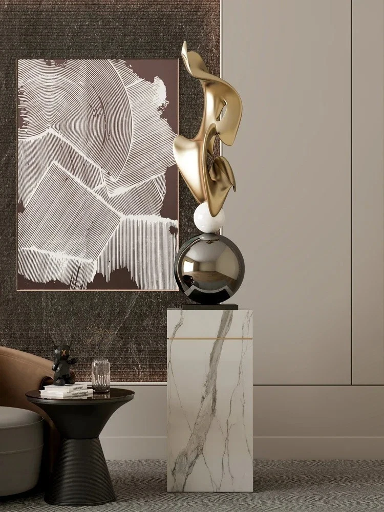 Electroplated Modern Geometric Abstract Floor Sculpture