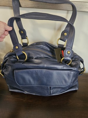 NEW with tags Ink Blue Hobo Leather Bag with gold hardware - tagged at $268