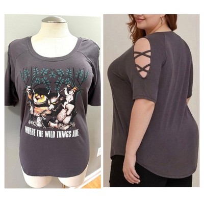 Torrid 2 (2X 18/20) Find Me Where The Wild Things Strappy Sleeve Graphic T Shirt