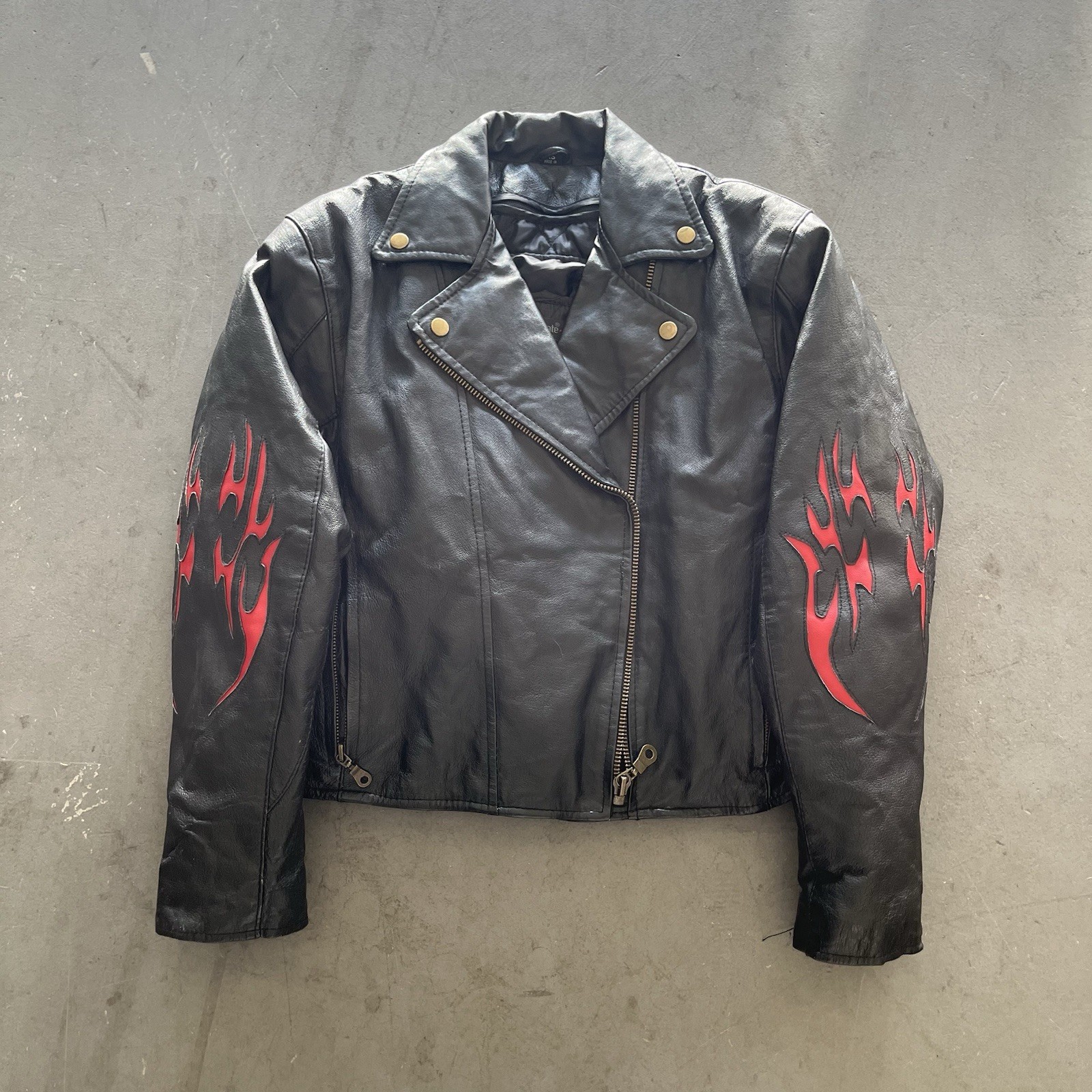 Vintage Thinsulate USA BIKERS dream Apparel leather jacket with flames size XS