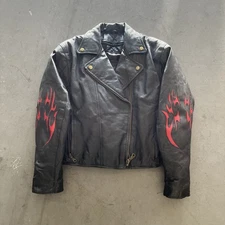 Vintage Thinsulate USA BIKERS dream Apparel leather jacket with flames size XS