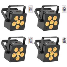 4X BATTERY PAR Light 6 in 1 Rechargeable RGBWA UV DMX DJ Stage Wash Light Remote