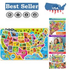 Montessori Wooden Geography Puzzle for Kids - Includes 1000 Color-Coded Pieces