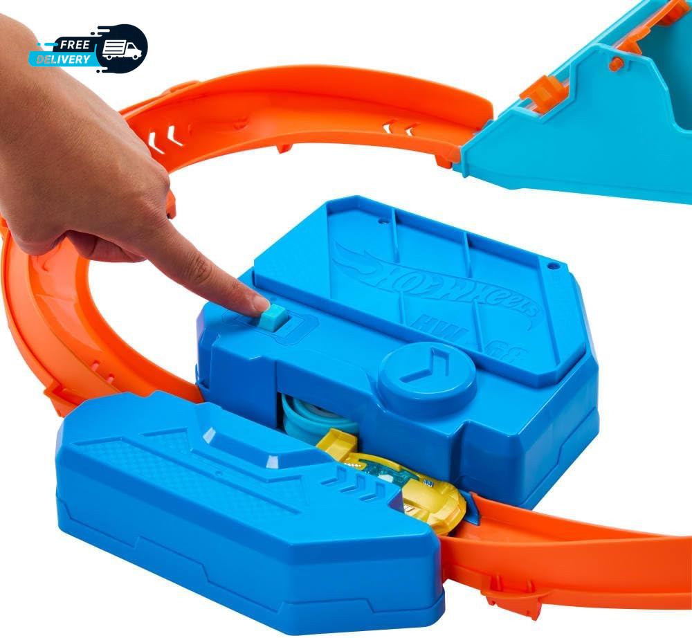 Toy Car Track Set Deluxe Building Box with Motorized Booster