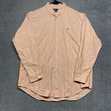 Ralph Lauren Shirt Men's XL Orange Striped Classic-Fit Button-Down Long Sleeve