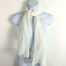 CWT Rectangle Scarf One Size White Metallic Gold Italian Made VINTAGE NEW